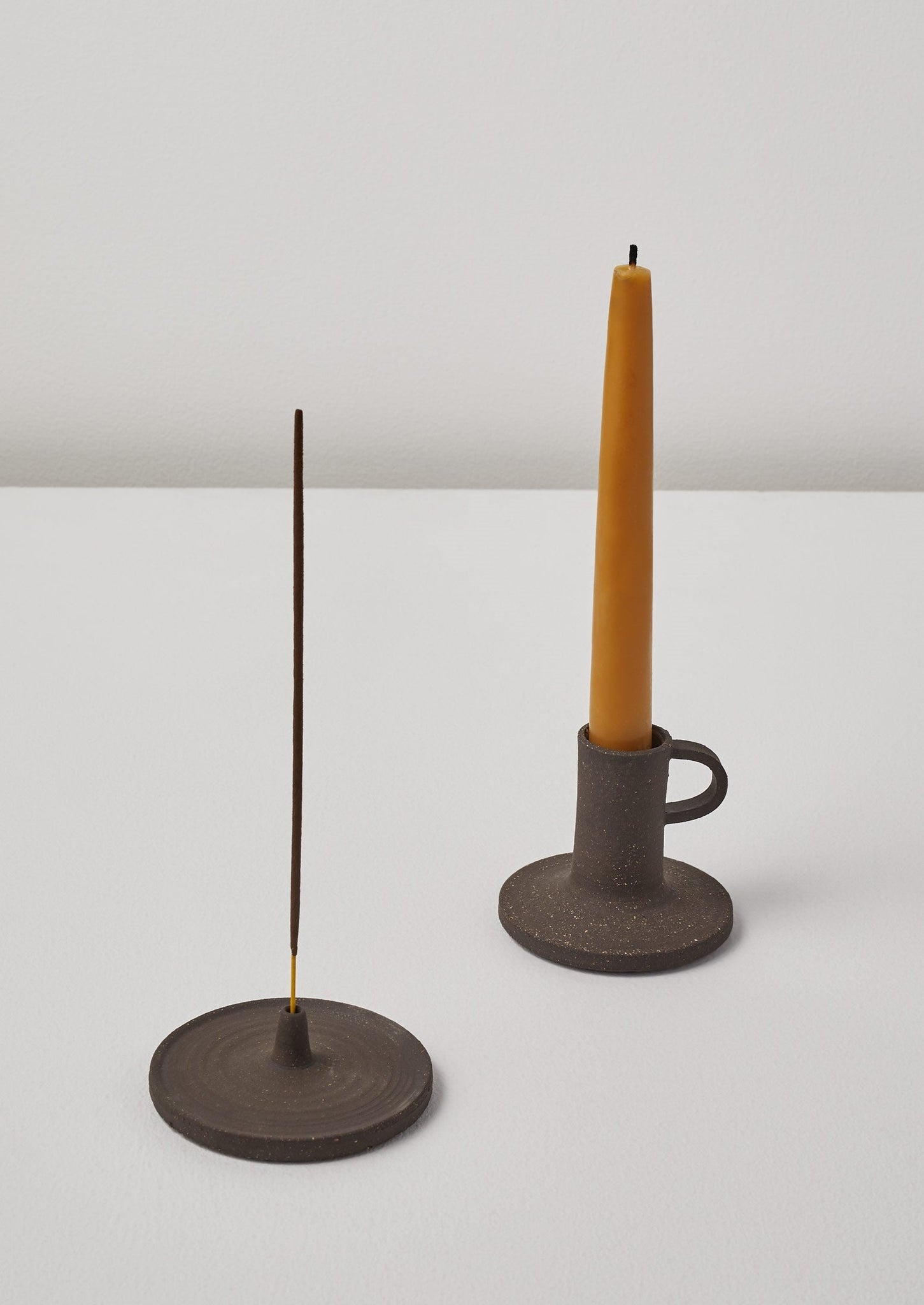 Andrea Roman Tall Dinner Candle Holder | Black Clay