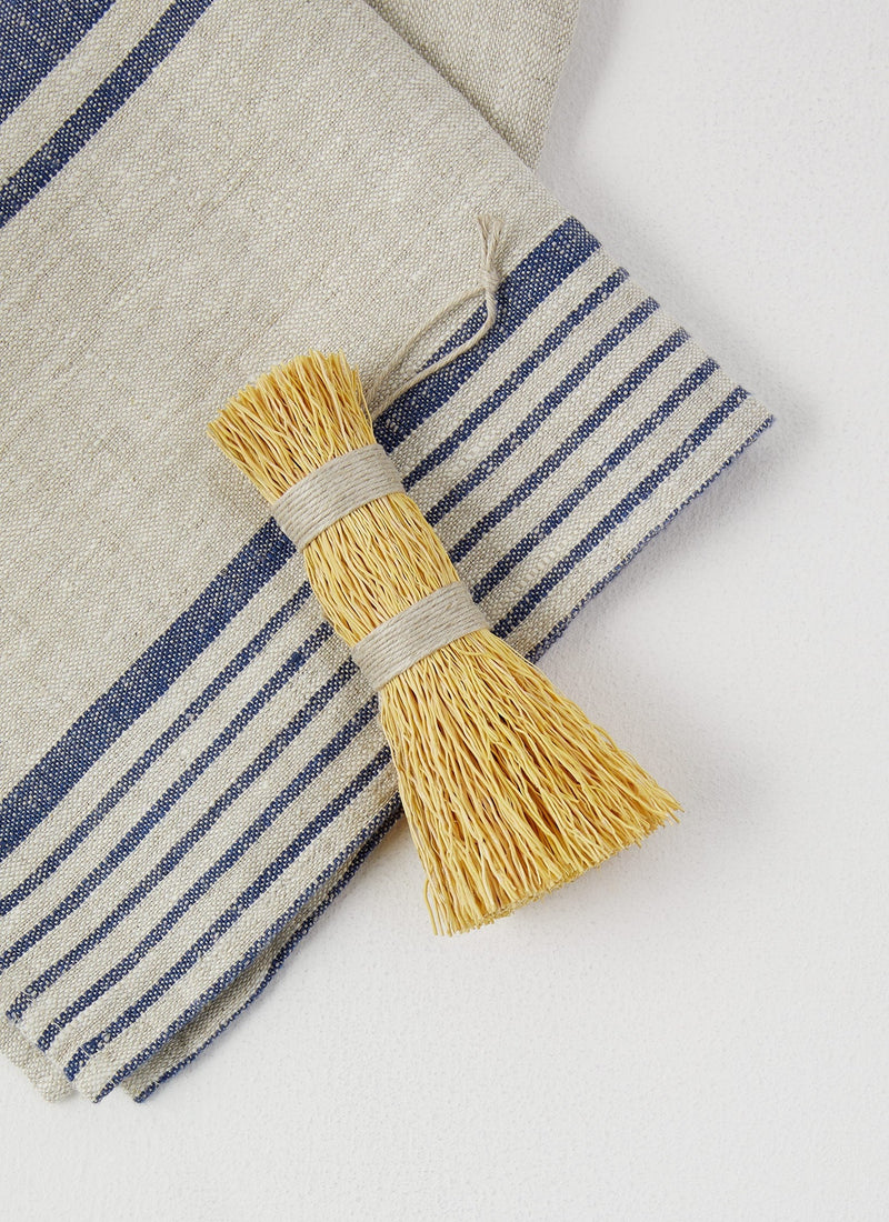 Irregular Stripe Linen Tea Towel | Natural/Blue