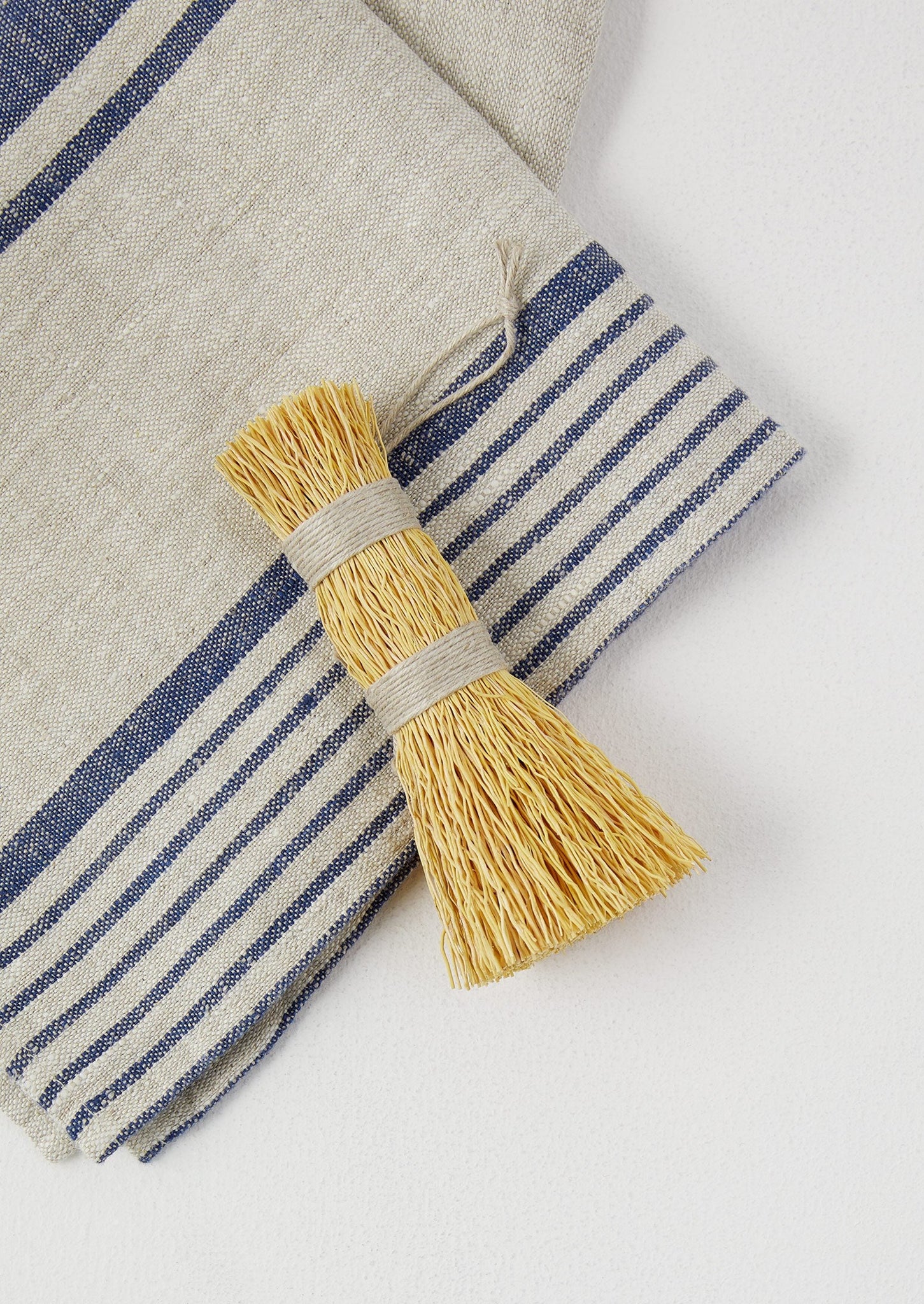 Irregular Stripe Linen Tea Towel | Natural/Blue