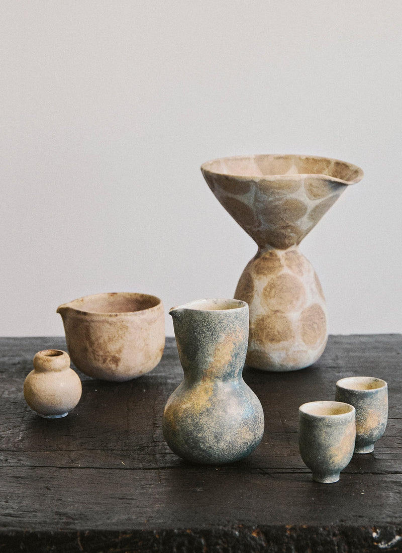 Linnan Ye Hand Thrown Sake Set | Stone Green