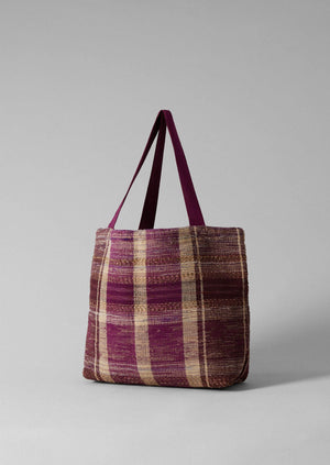 Remnant Fabric Check Bag | Berry