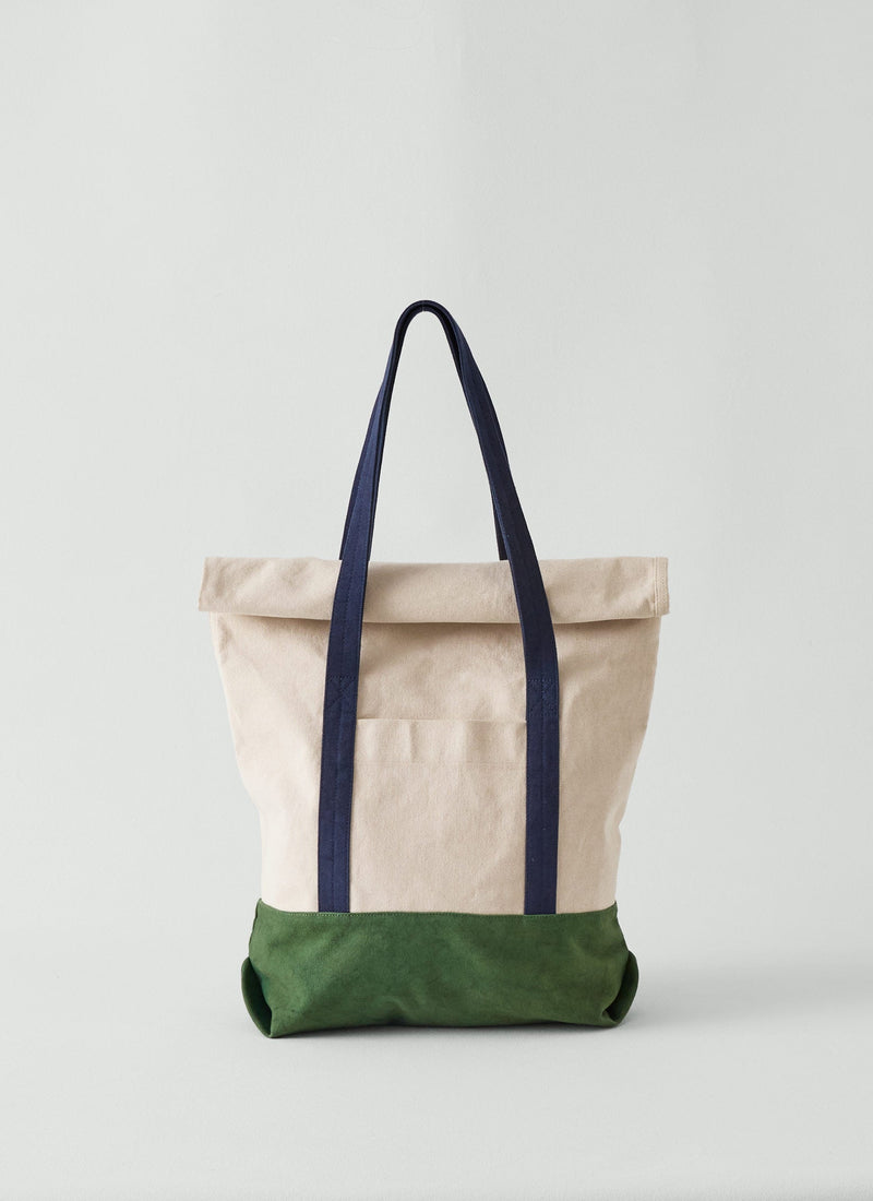Cotton Canvas Roll Top Bag | Sea Green