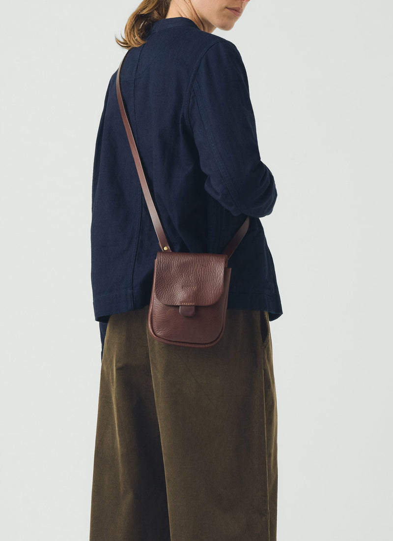Kate Sheridan Leather Half Orbed Tab Bag | Chestnut