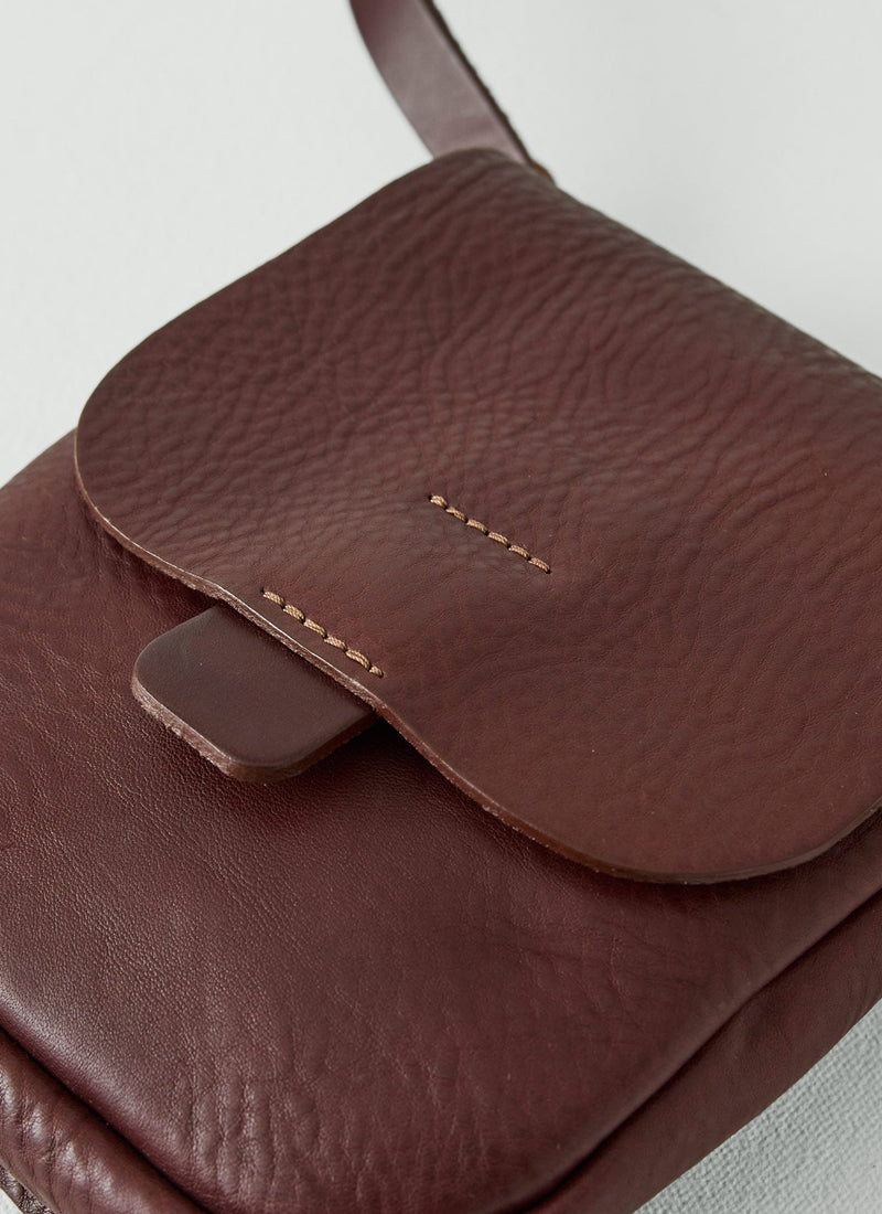 Kate Sheridan Leather Half Orbed Tab Bag | Chestnut