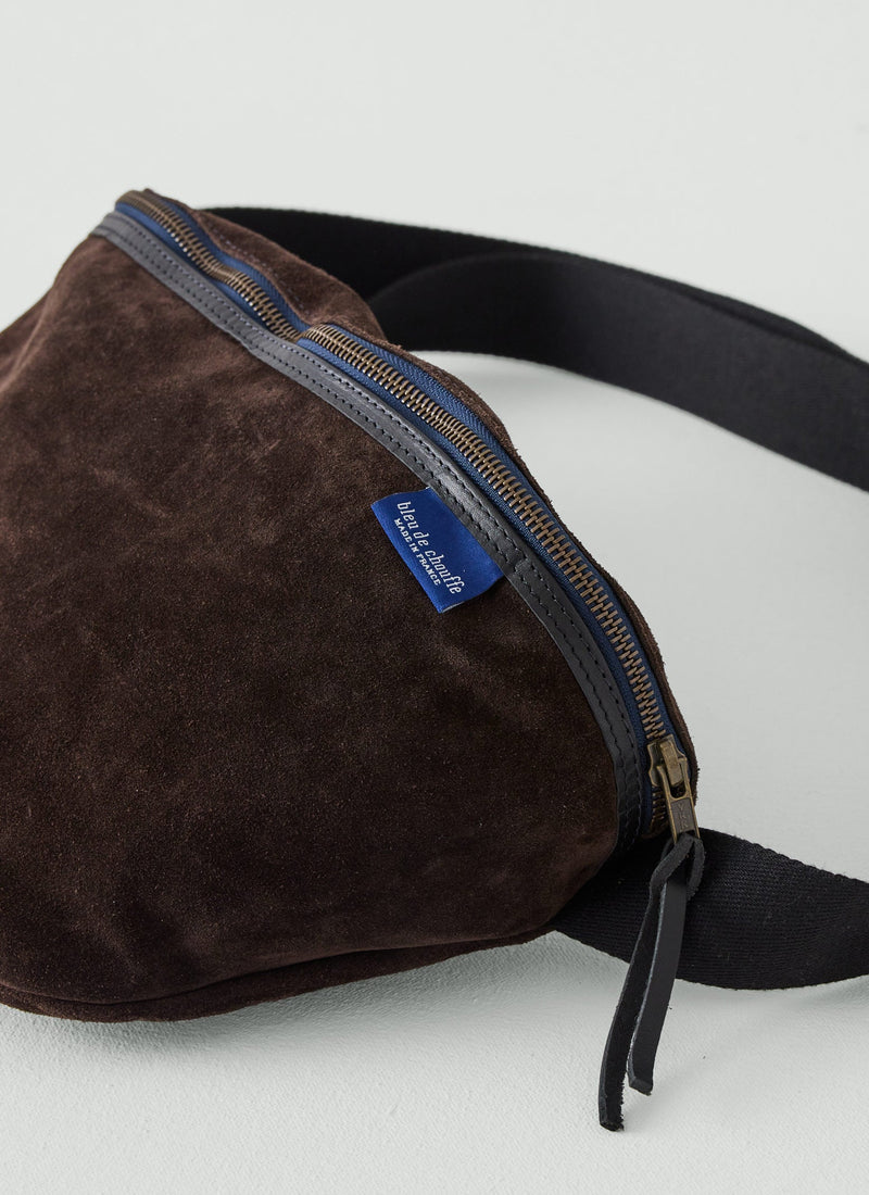 Bleu De Chauffe Large Suede Cross Body Bag | Dark Brown