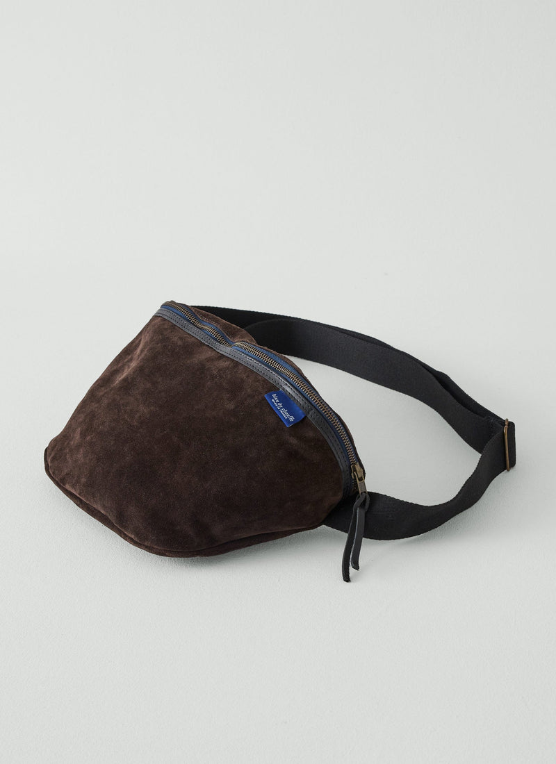 Bleu De Chauffe Large Suede Cross Body Bag | Dark Brown