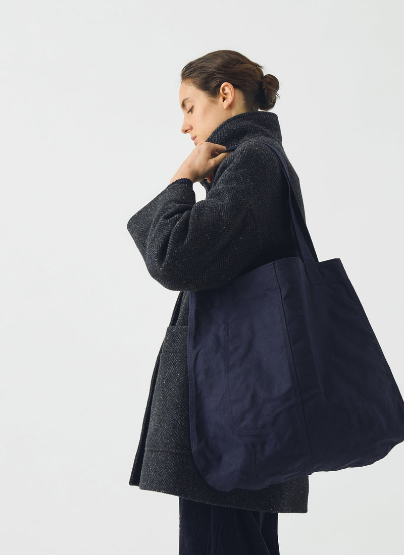 Waxed Cotton Canvas Bag | Dark Navy