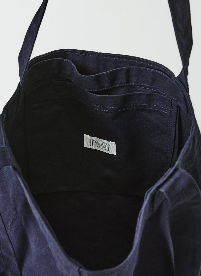 Waxed Cotton Canvas Bag | Dark Navy