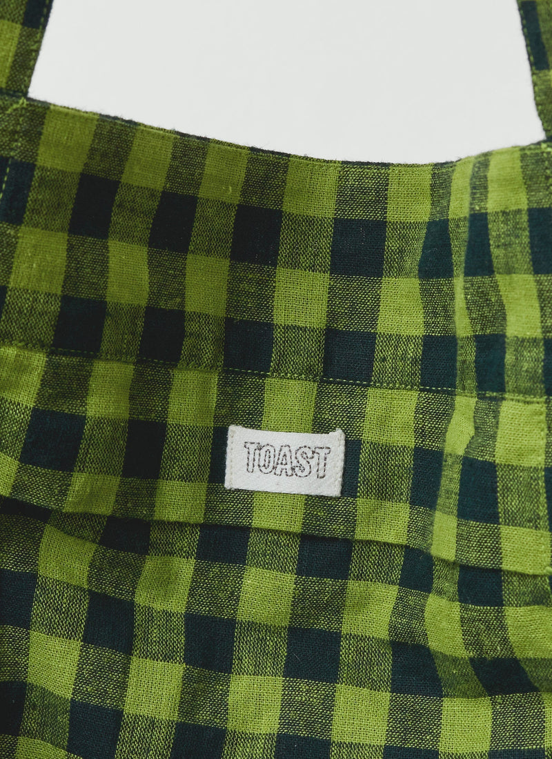 Linen Cotton Gingham Lounge Bag | Beetle Green