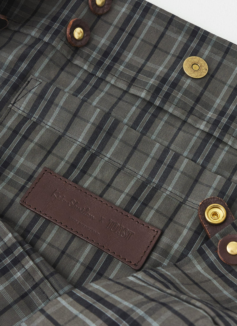 Kate Sheridan Waxed Cotton Check Tote | Olive/Charcoal