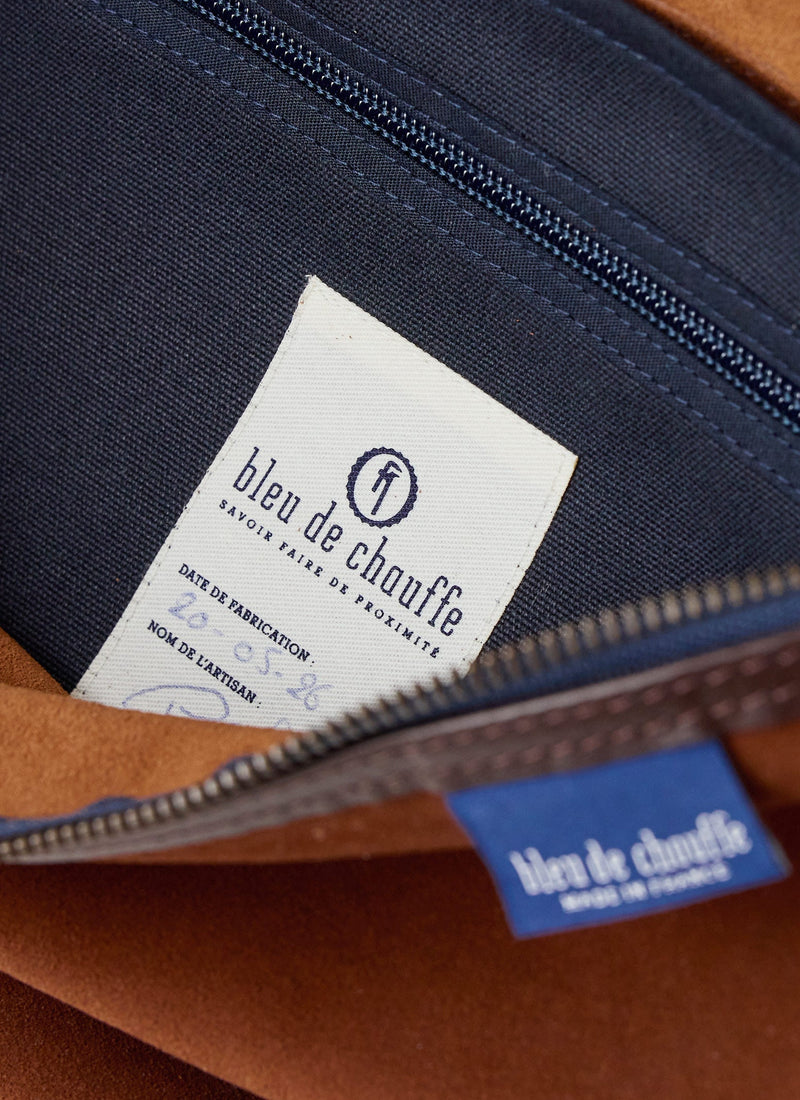 Bleu De Chauffe Large Suede Cross Body Bag | Tawny Brown