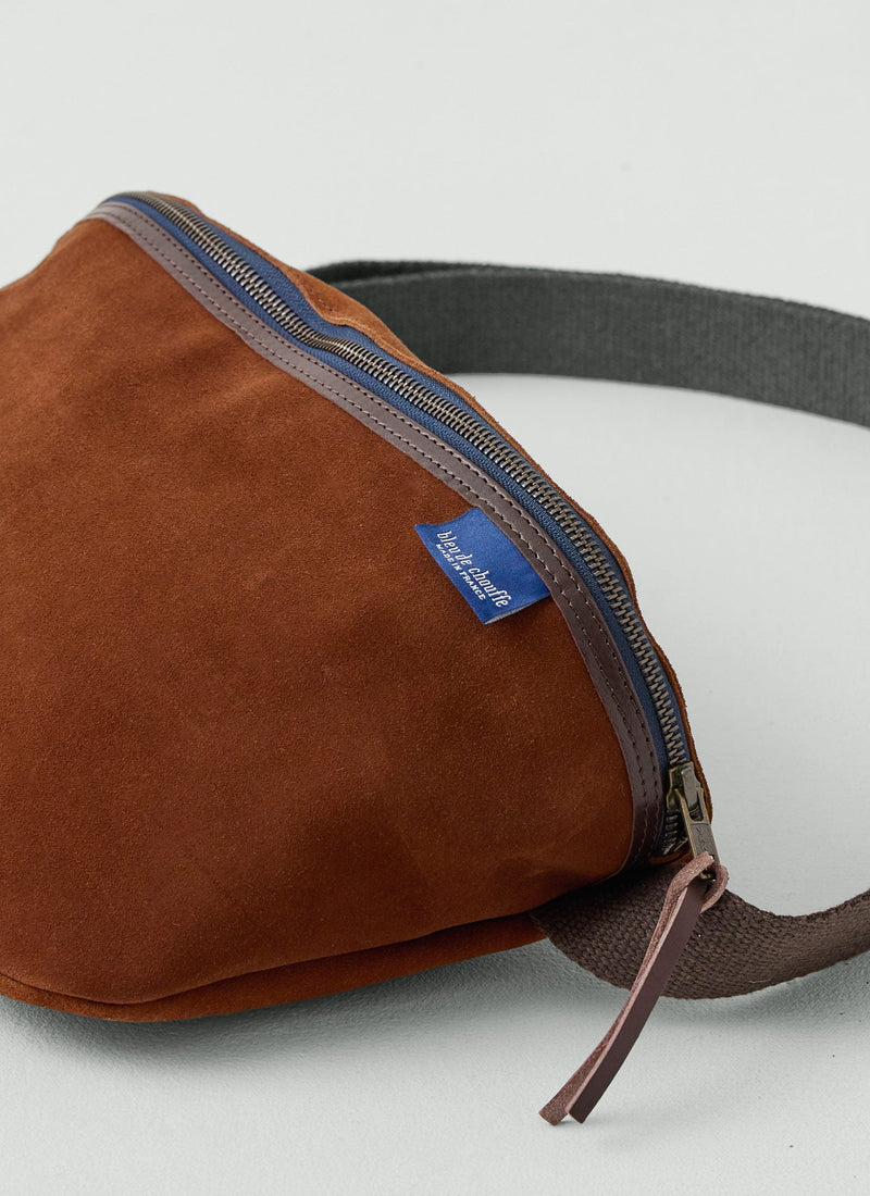 Bleu De Chauffe Large Suede Cross Body Bag | Tawny Brown