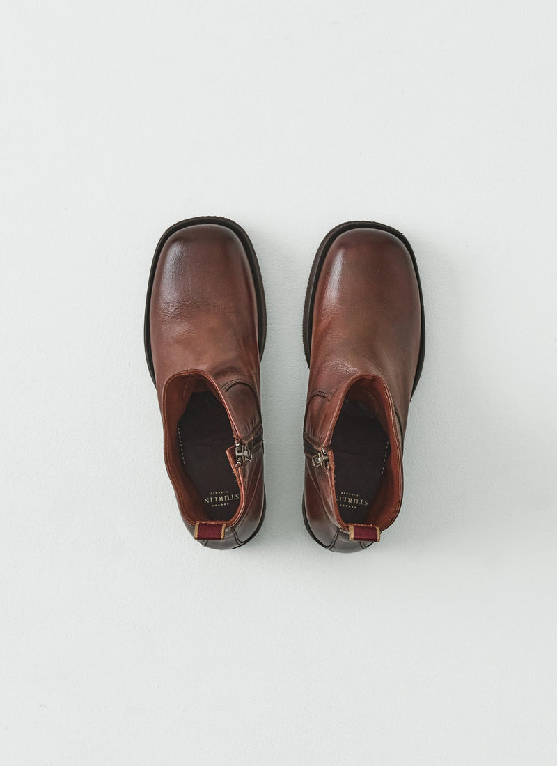 Sturlini Mid Leather Square Toe Pull On Boots | Tobacco