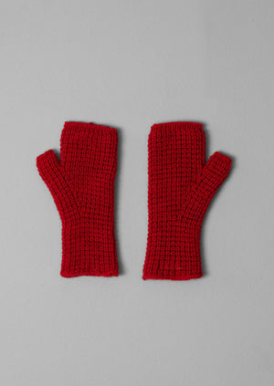 Waffle Stitch Fingerless Gloves | Carmine Red