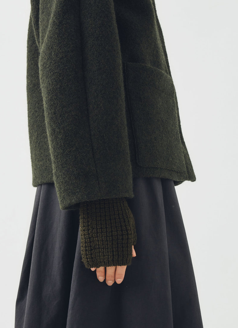 Waffle Stitch Fingerless Gloves | Dark Olive