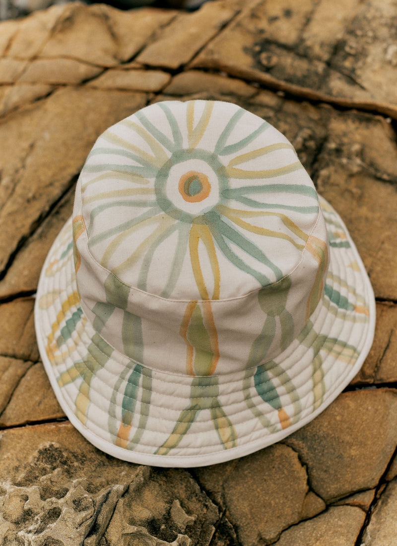 Romualda Hand Painted Reversible Bucket Hat | Ecru/Multi