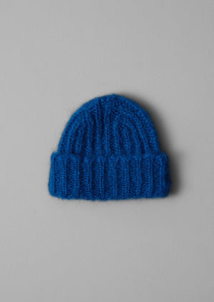 Ribbed Mohair Beanie | Cobalt