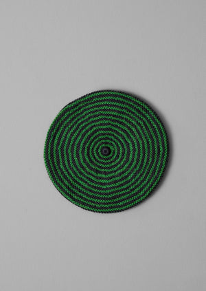 Hand Knitted Striped Beret | Malachite Green/Navy