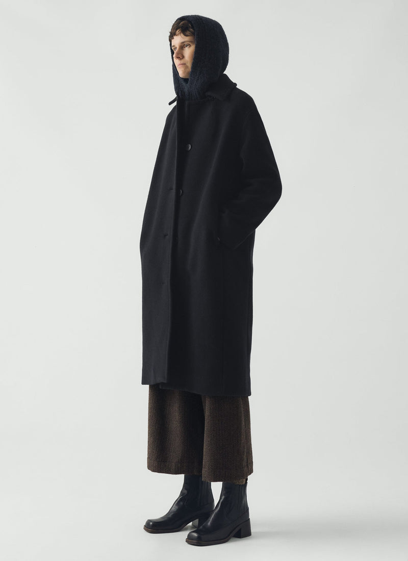 Wool Alpaca Boucle Hood | Navy