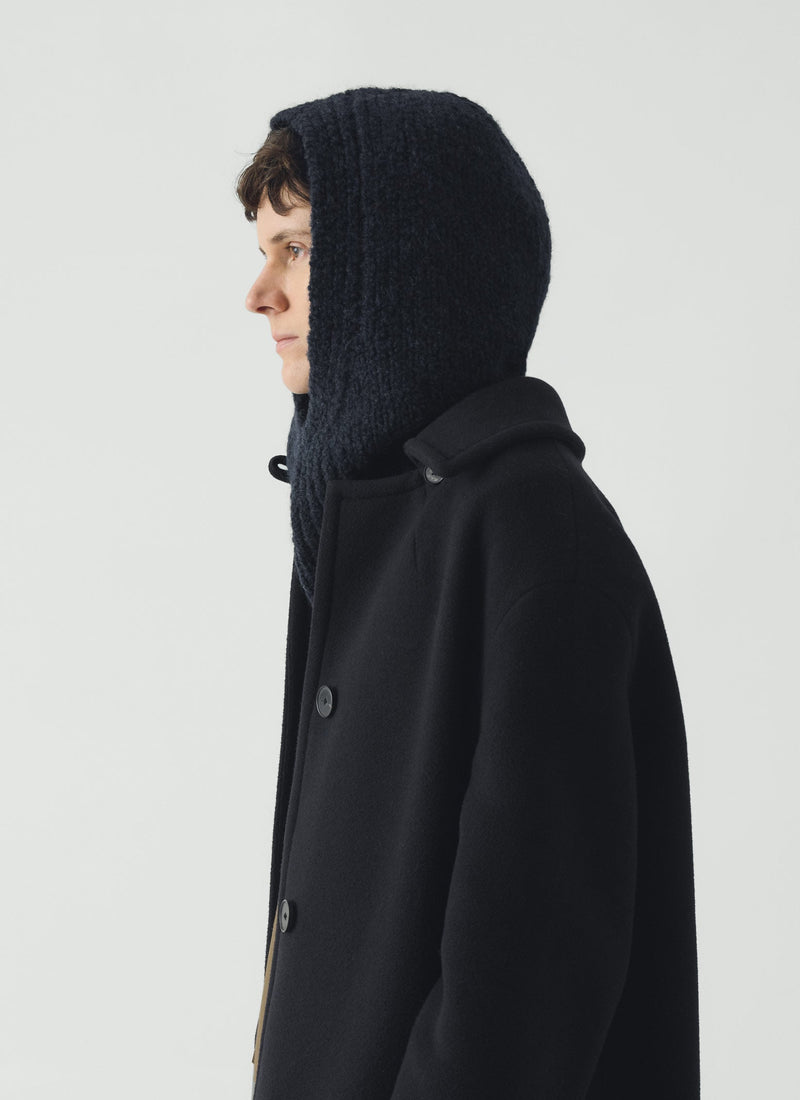Wool Alpaca Boucle Hood | Navy