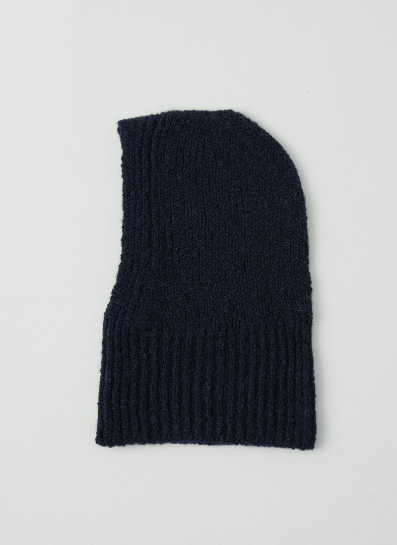 Wool Alpaca Boucle Hood | Navy