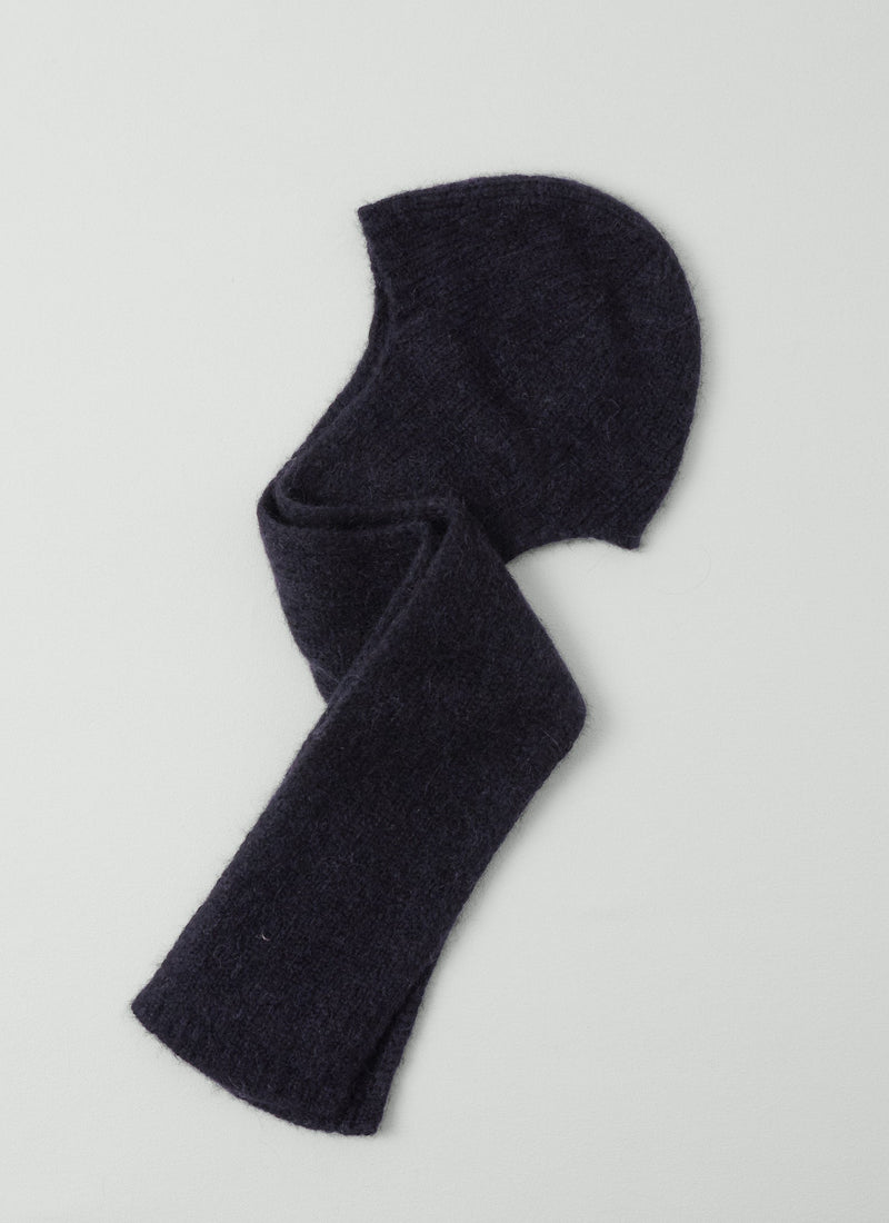 Lofty Alpaca Hooded Scarf | Dark Navy