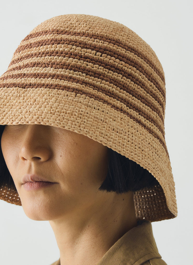 Maison N.H Paris Raffia Stella Hat | Natural/Brown