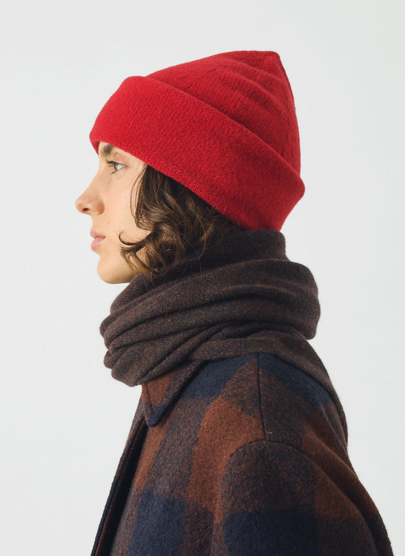 Washed Lambswool Beanie Hat | Cardinal Red