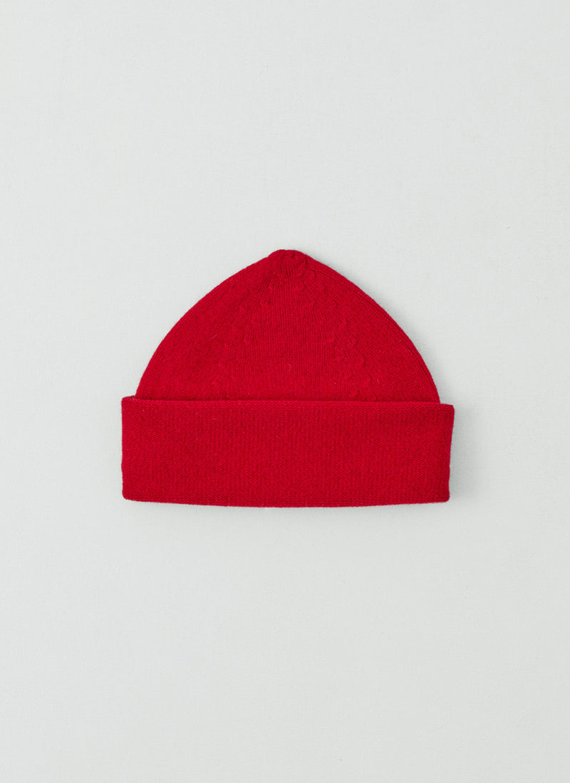 Washed Lambswool Beanie Hat | Cardinal Red