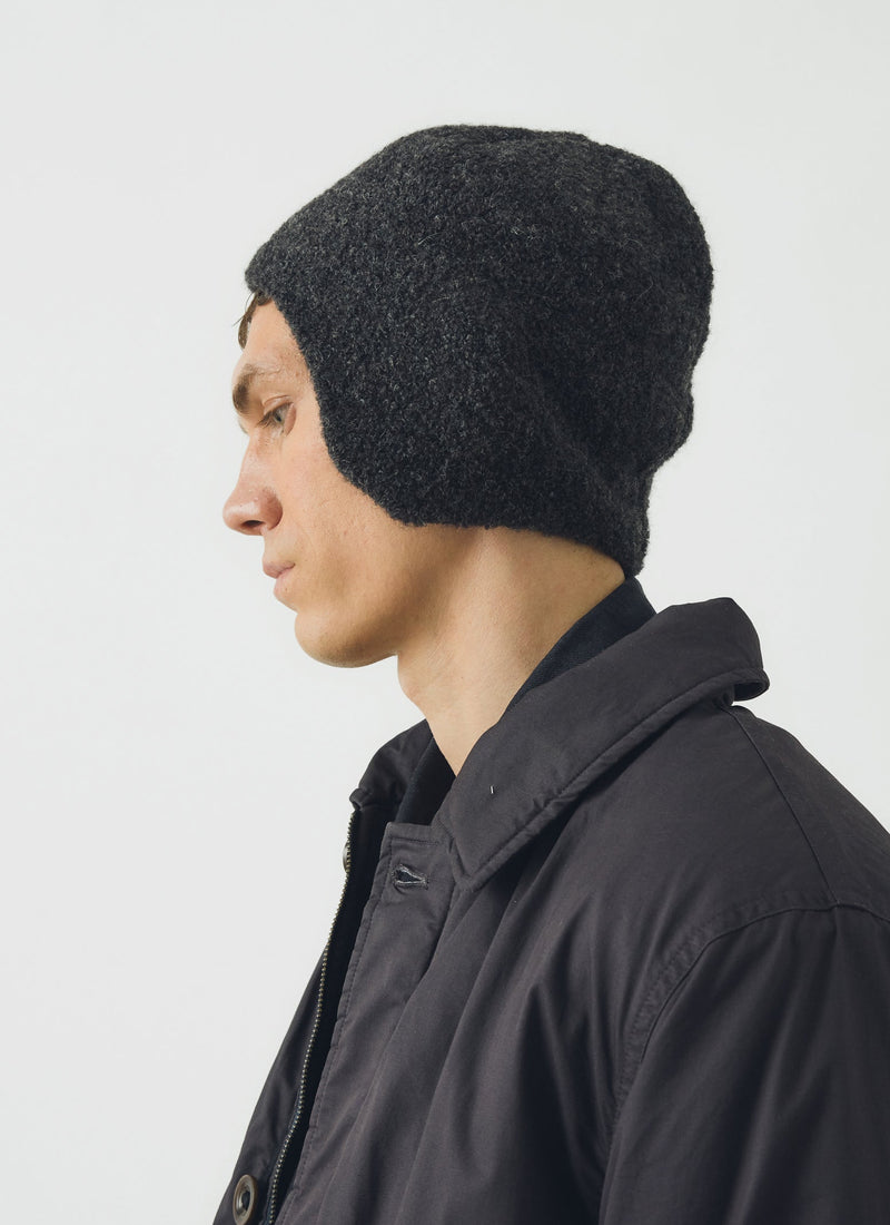 Rototo Alpaca Boucle Ear Flap Beanie | Charcoal