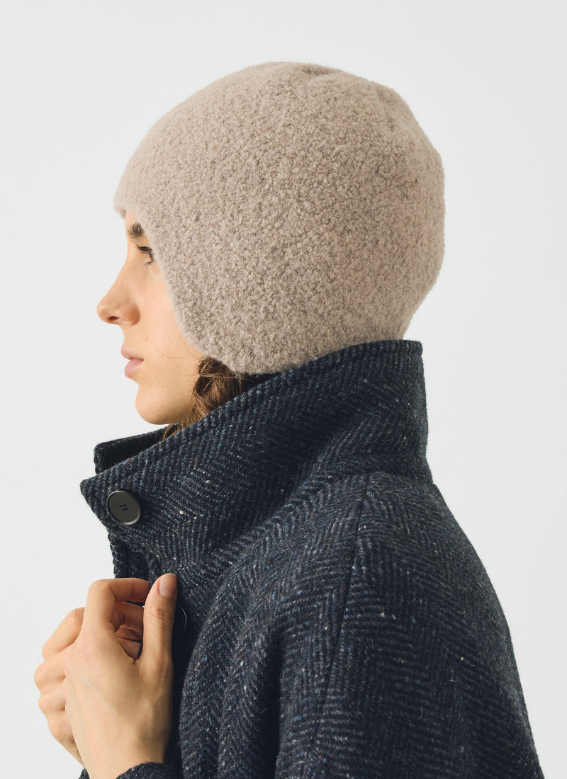 Rototo Alpaca Boucle Ear Flap Beanie | Oatmeal