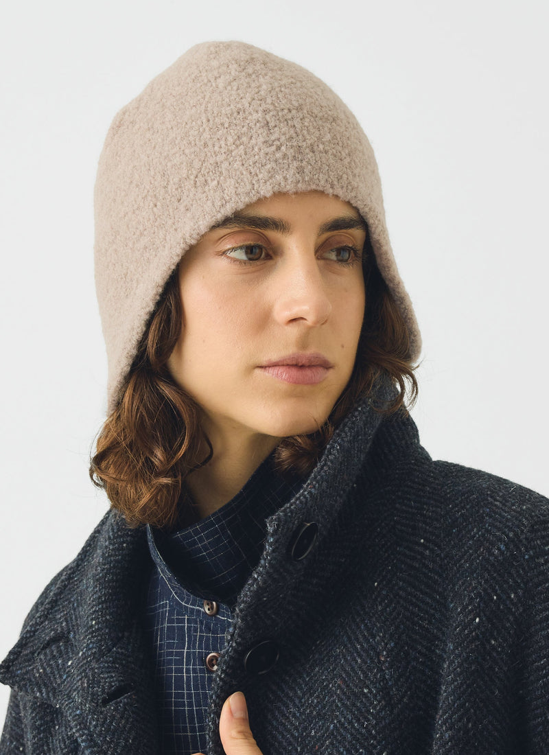 Rototo Alpaca Boucle Ear Flap Beanie | Oatmeal