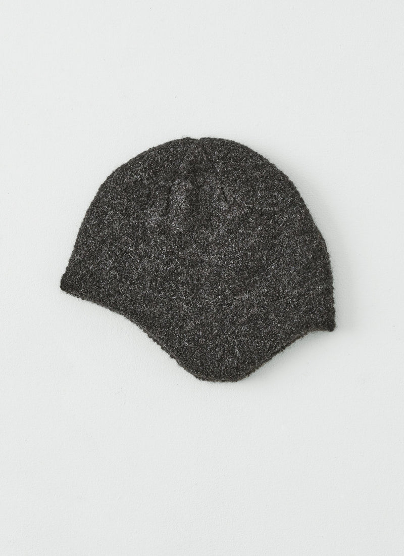 Rototo Alpaca Boucle Ear Flap Beanie | Charcoal