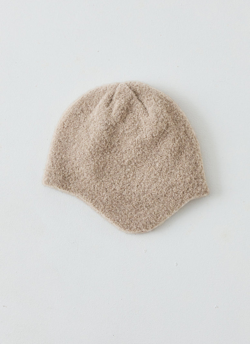 Rototo Alpaca Boucle Ear Flap Beanie | Oatmeal