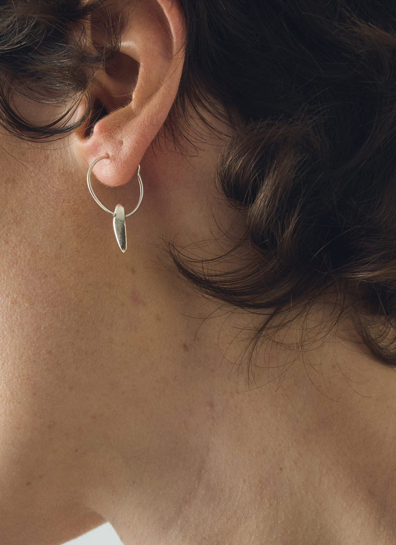 Sally Lacock Sculpted Seed Charm Hoops | Silver