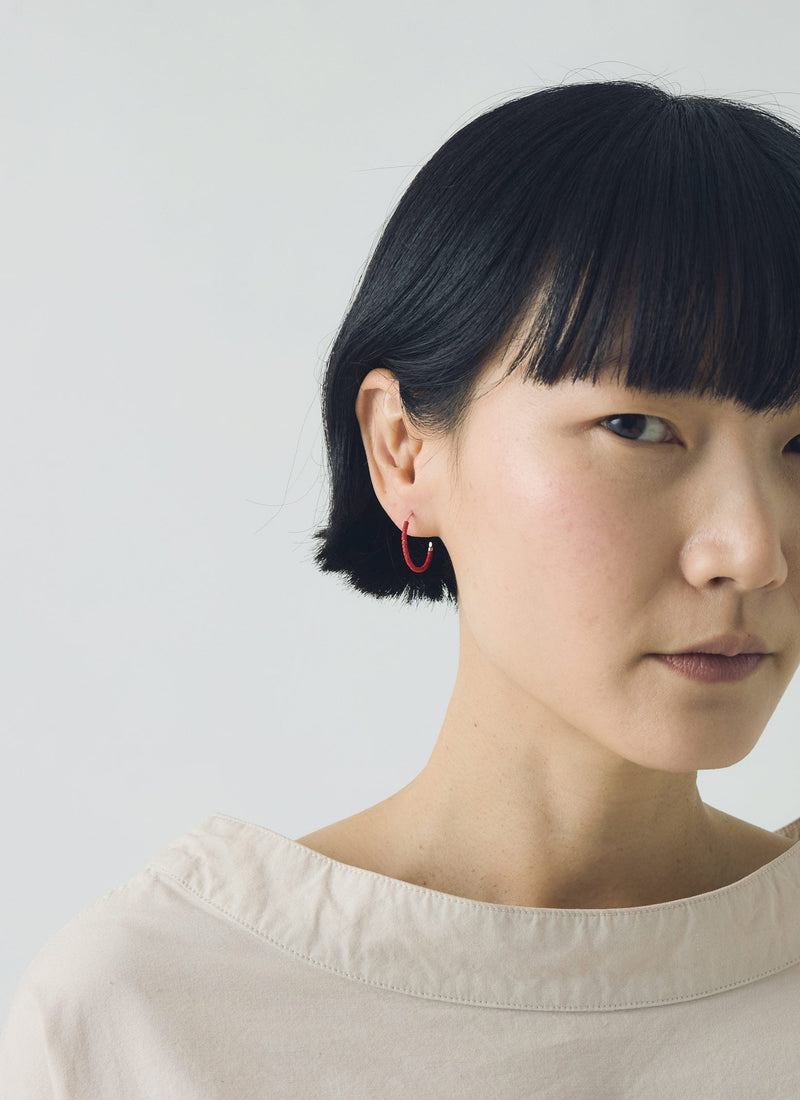 Helena Rohner Miyuki Glass Small Hoop Earrings | Tomato