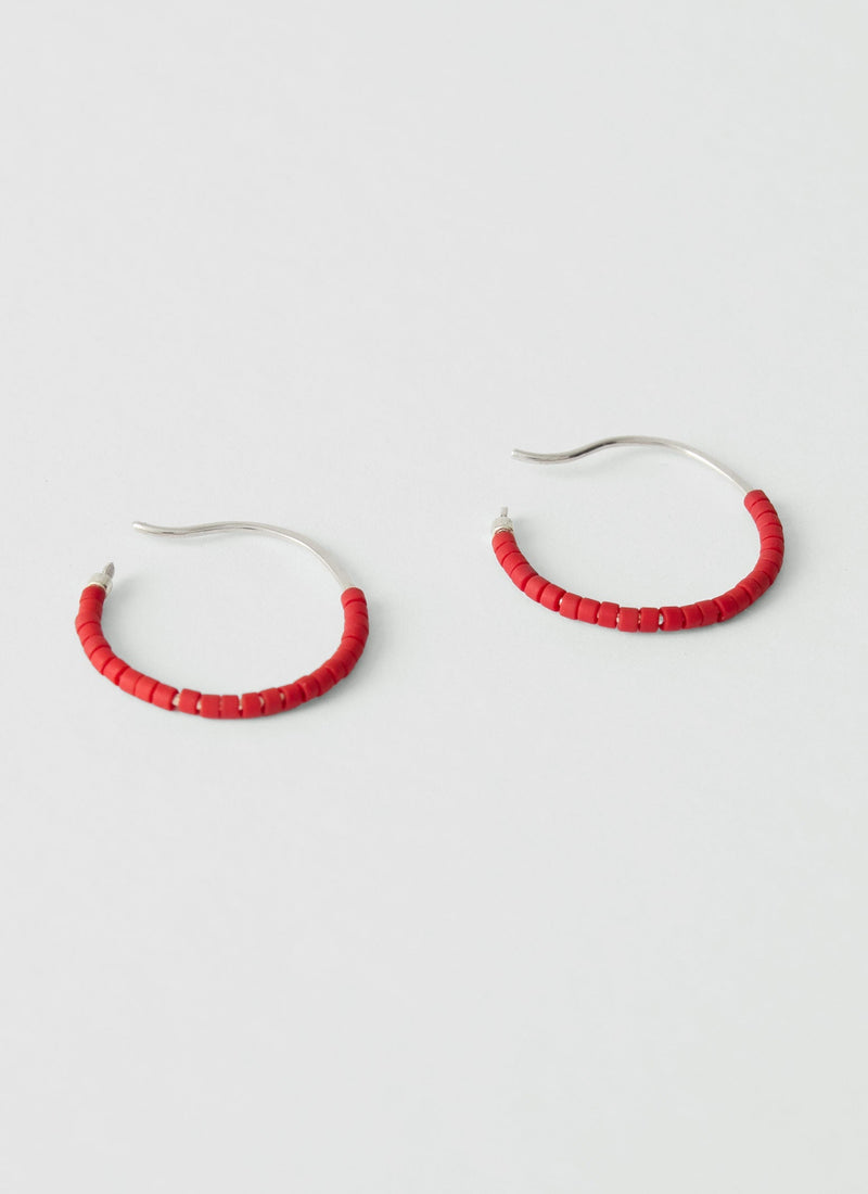 Helena Rohner Miyuki Glass Small Hoop Earrings | Tomato