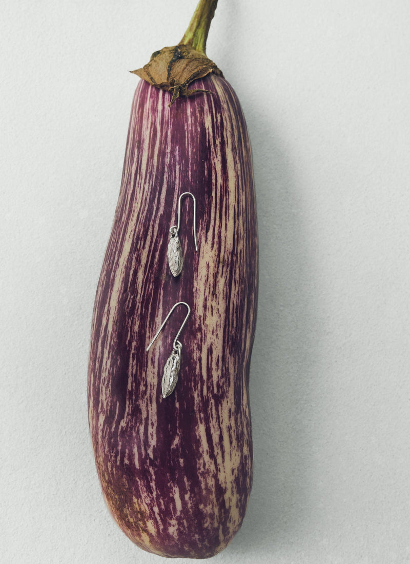 Alba Silver Cardamom Pod Earrings | Silver