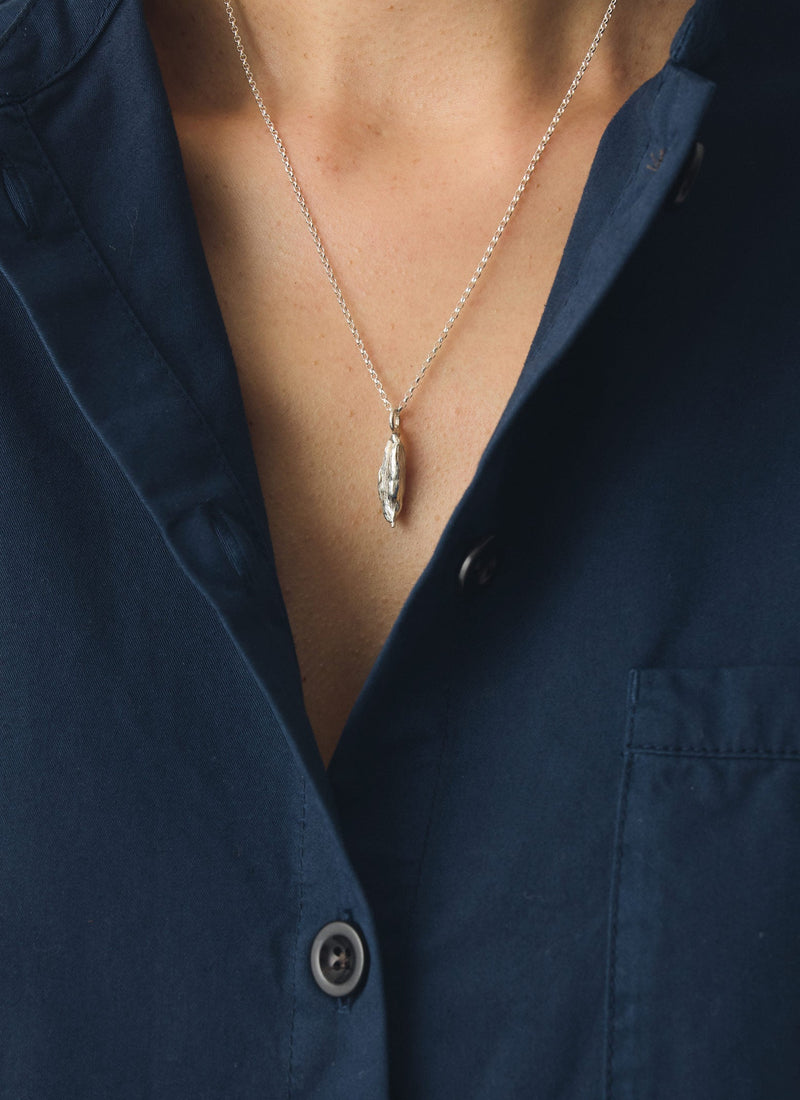 Alba Silver Cardamom Pod Necklace | Silver