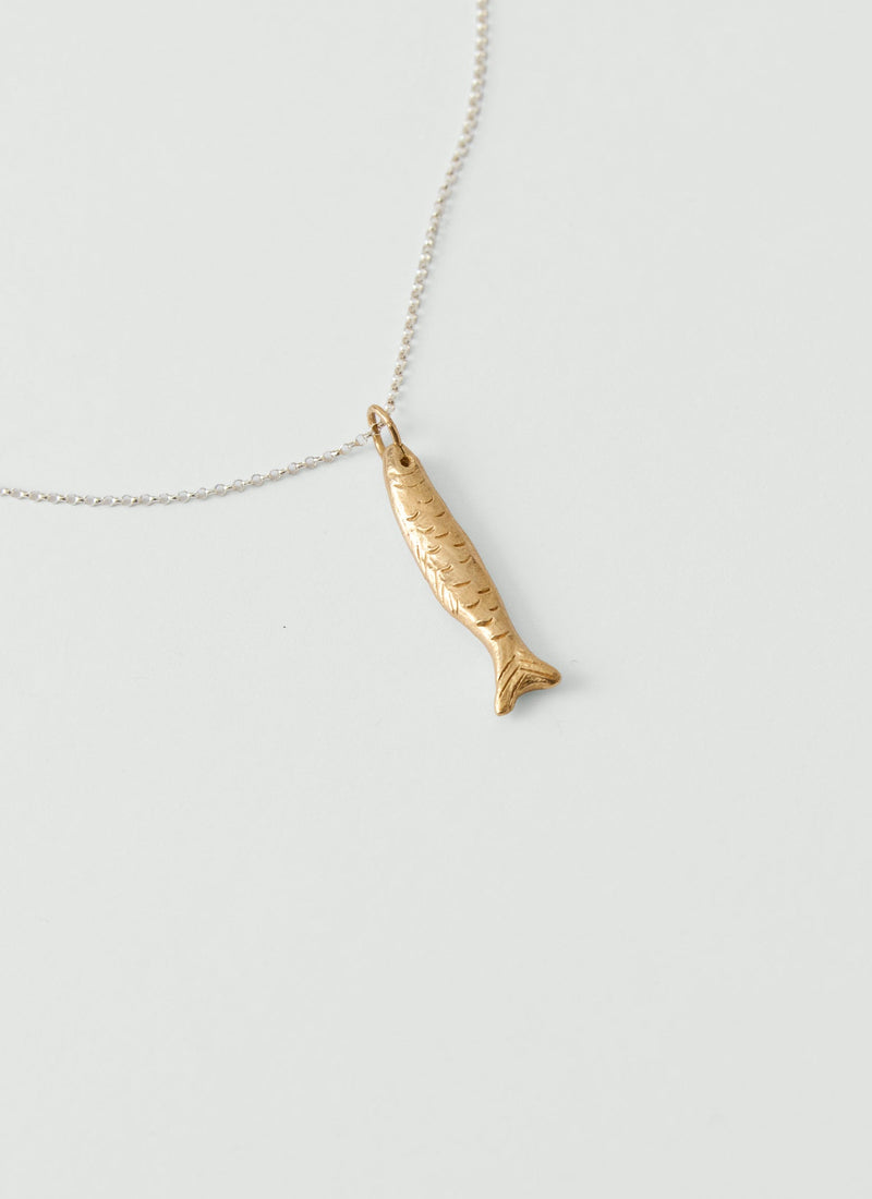 Alba Bronze Fish Pendant Necklace | Bronze