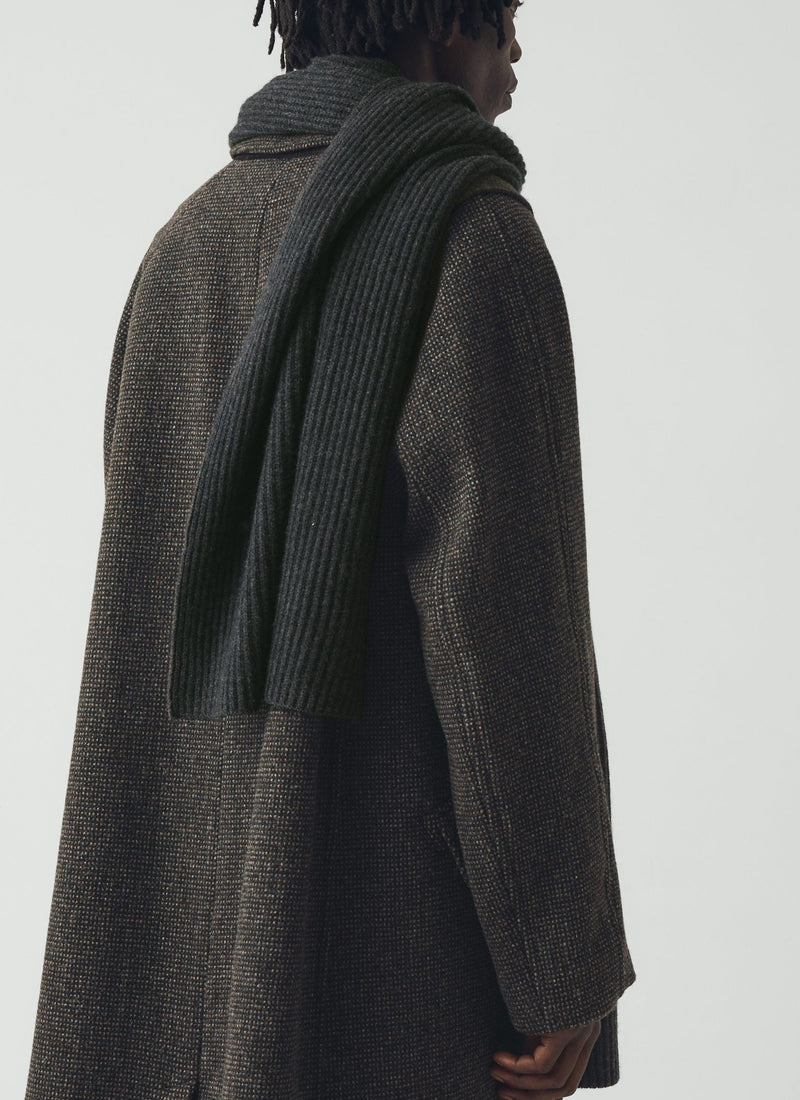 Wool Cashmere Fisherman Rib Scarf | Charcoal