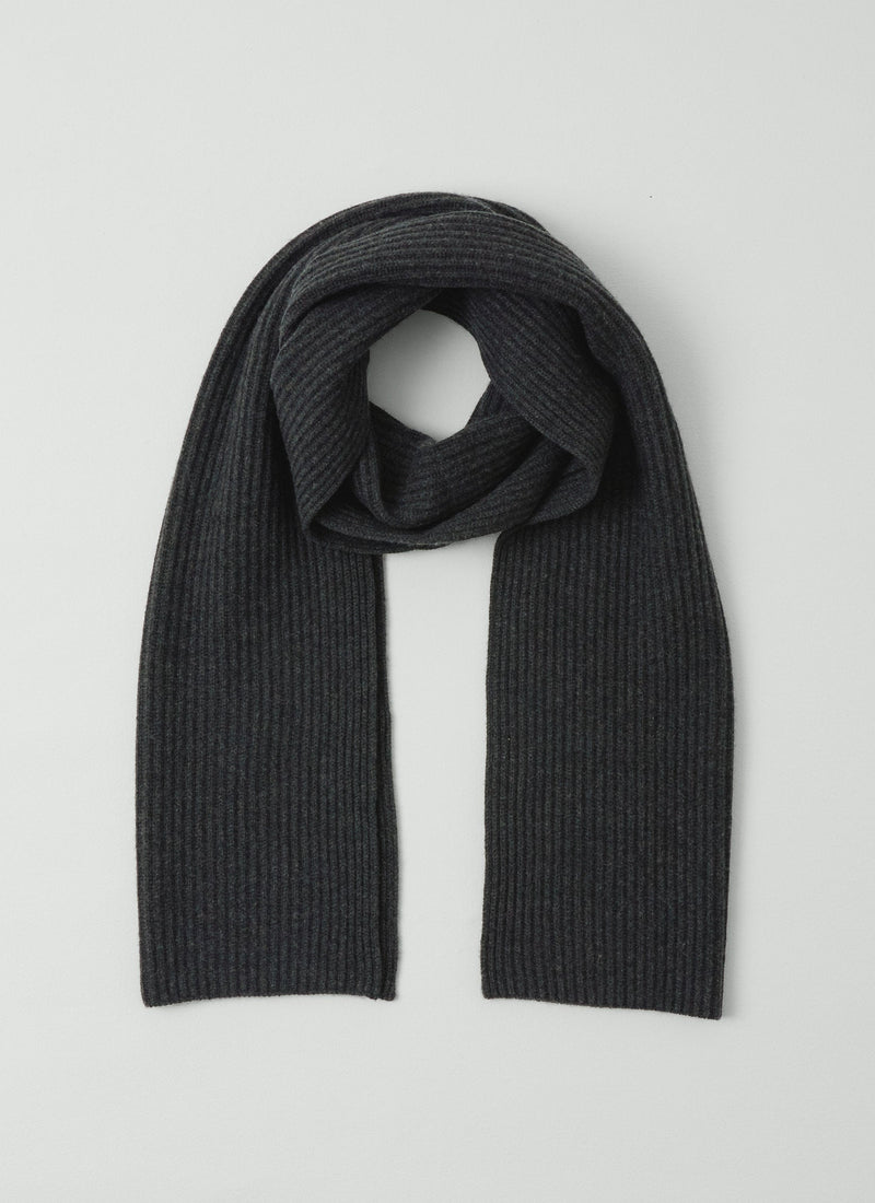 Wool Cashmere Fisherman Rib Scarf | Charcoal