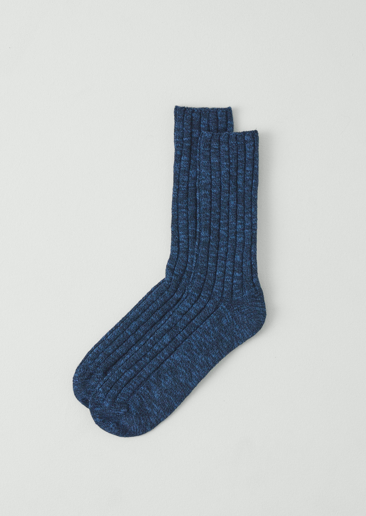 Cotton Slub Rib Socks | Blue Marl