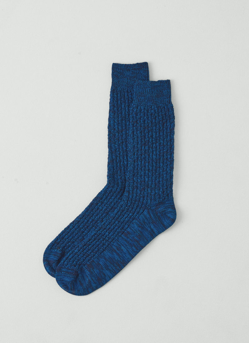 Textured Ribbed Cotton Socks | Cobalt