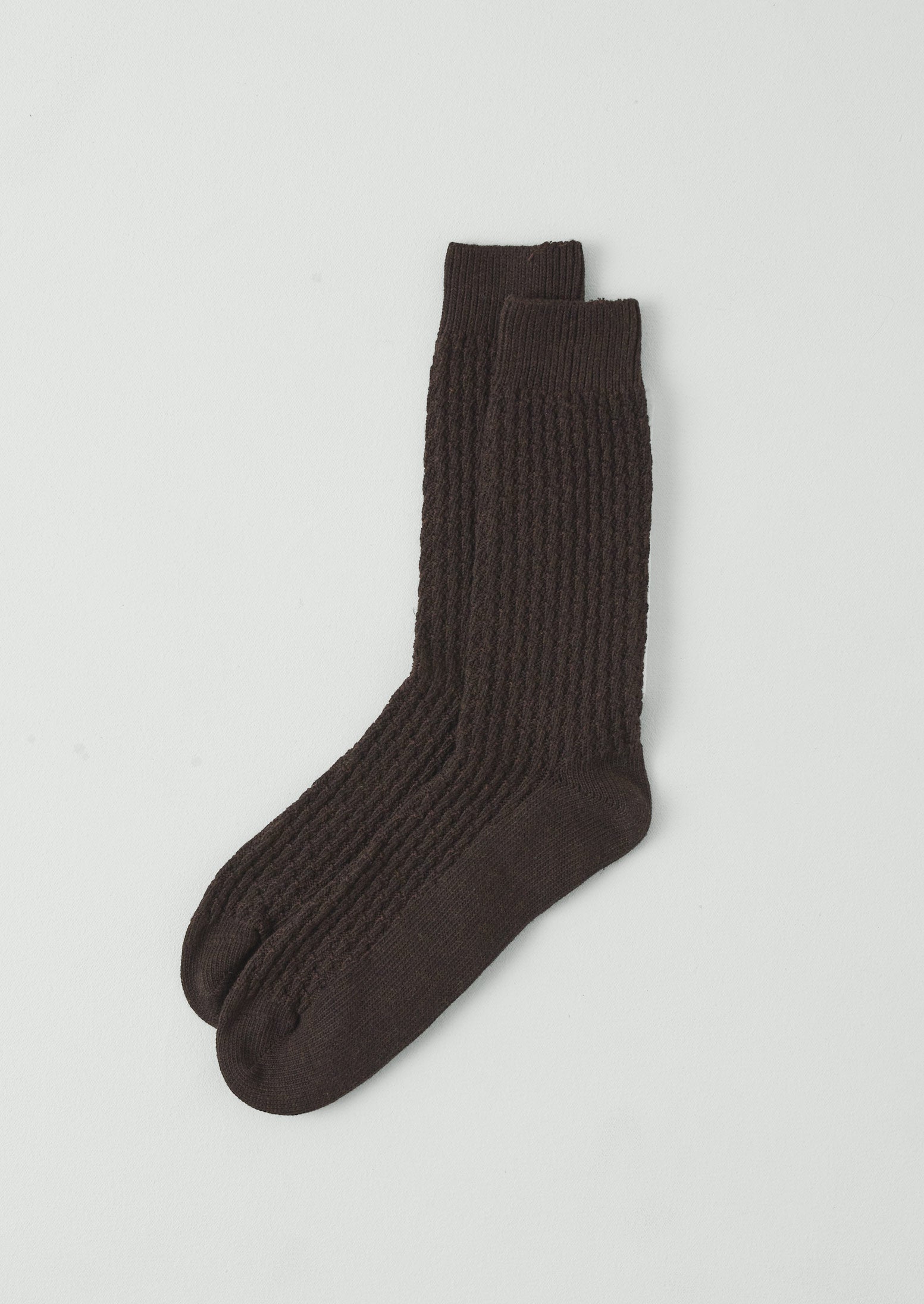 Textured Ribbed Cotton Socks | Peat Melange
