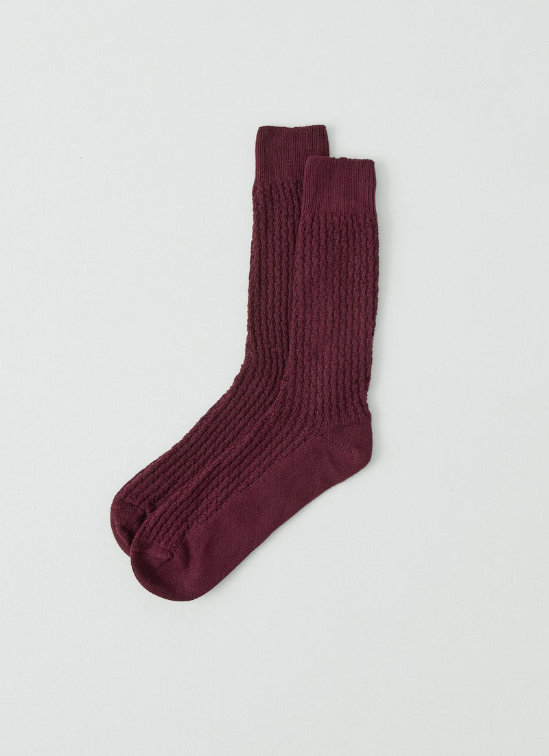 Textured Cotton Socks | Bordeaux