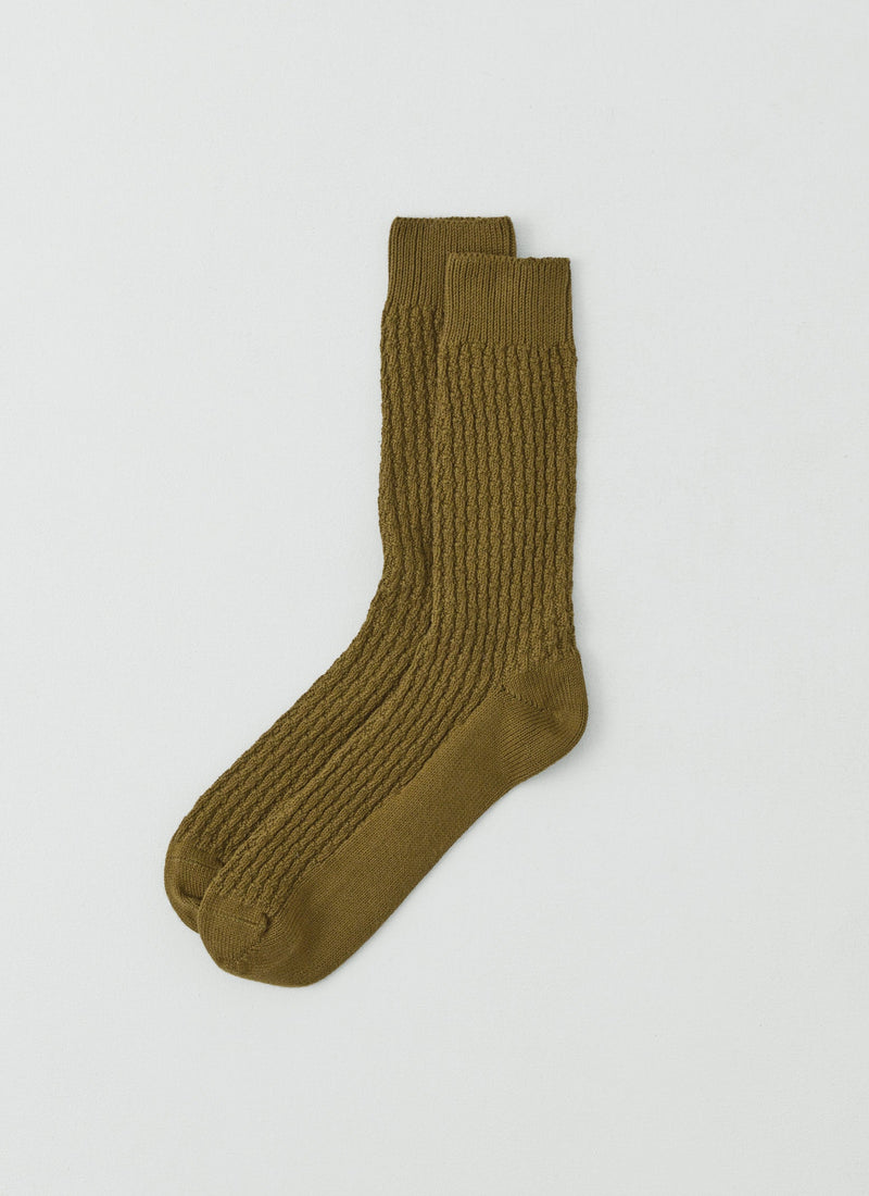 Textured Cotton Socks | Olive