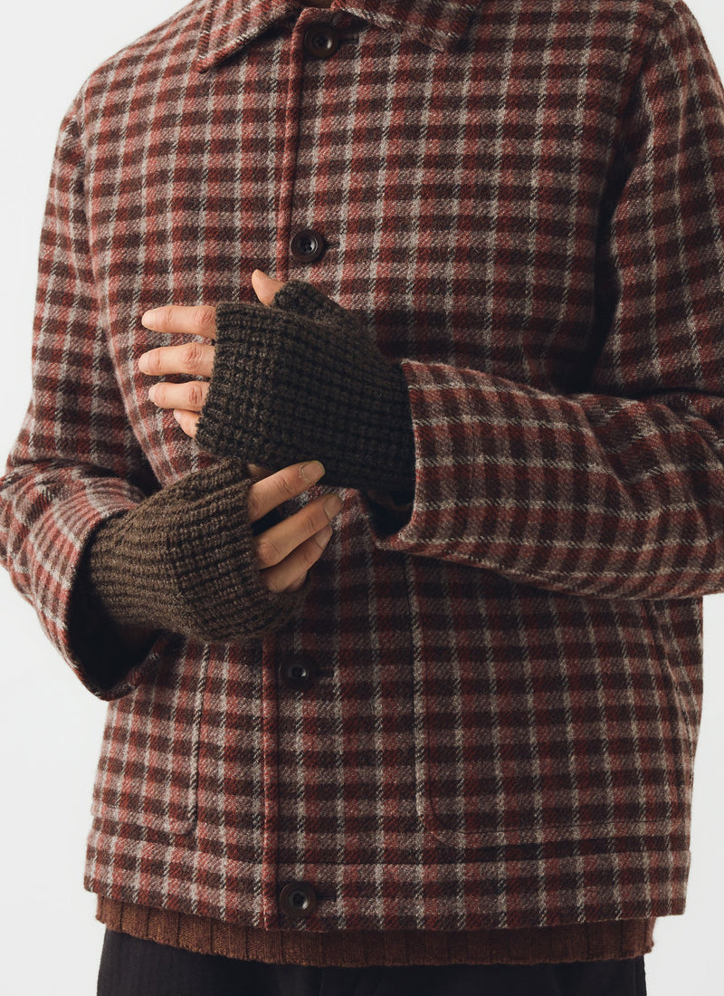 Waffle Stitch Fingerless Gloves | Coffee Bean