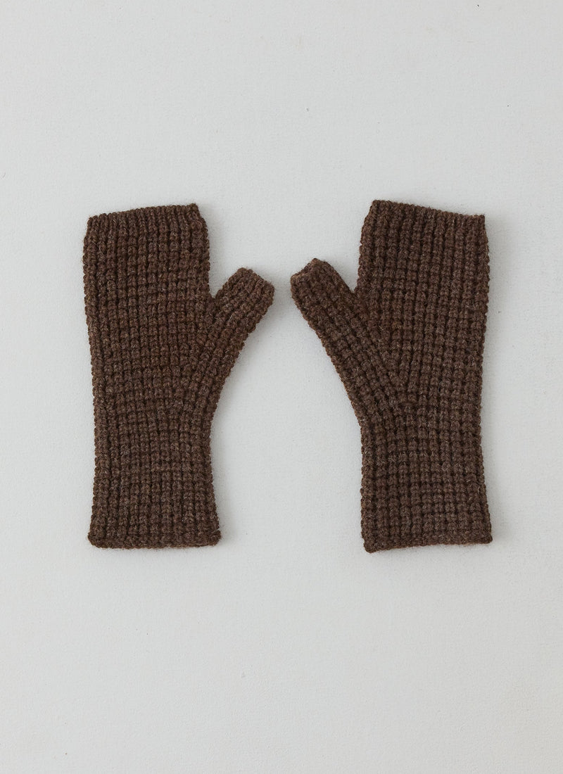 Waffle Stitch Fingerless Gloves | Coffee Bean