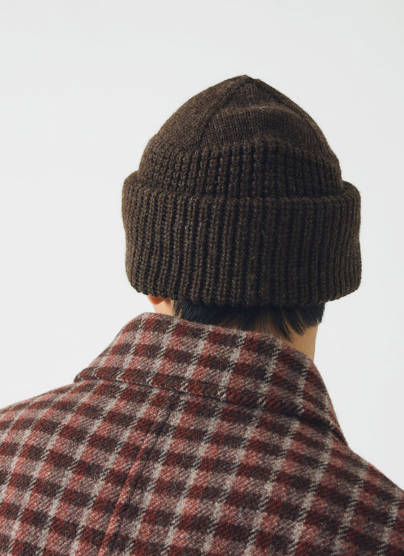 Waffle Stitch Wool Beanie | Coffee Bean